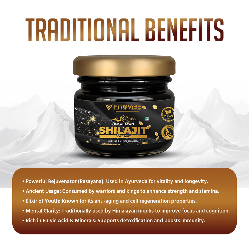 Fitovibe Himalayan Shilajeet GOLD – Ultra-Pure Gold Grade Resin for Energy & Vitality