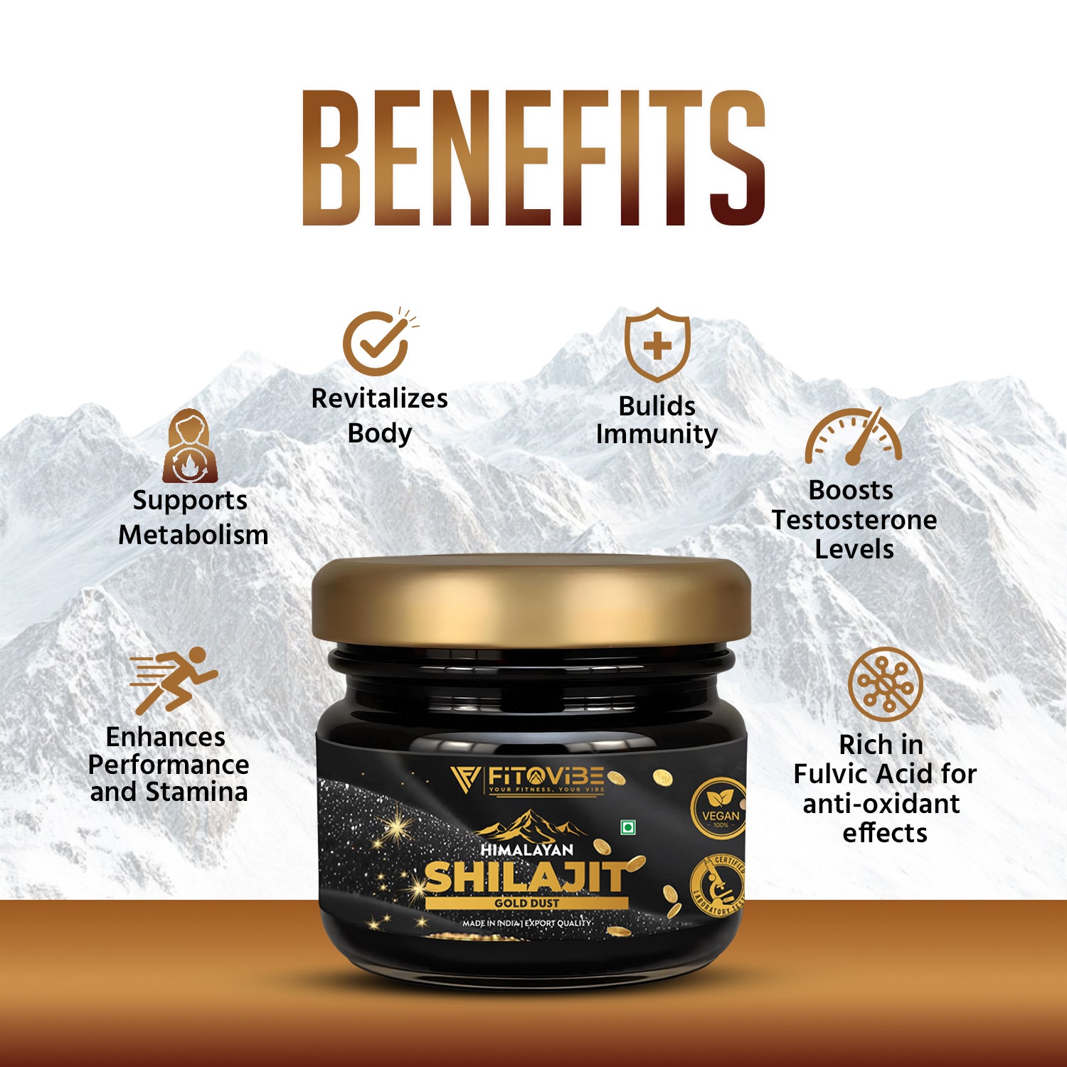 Fitovibe Himalayan Shilajeet GOLD – Ultra-Pure Gold Grade Resin for Energy & Vitality